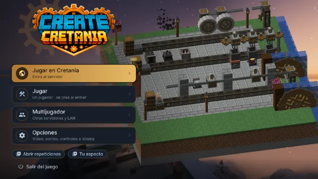 El menú de Cretania: «Jugar en Cretania» entra directo al servidor.